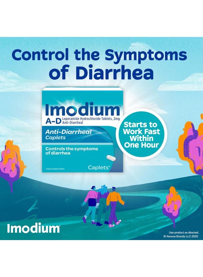 IMODIUM A-D Diarrhea Relief Caplets with Loperamide Hydrochloride, Anti-Diarrheal Medicine to Help Control Symptoms of Diarrhea Due to Acute, Active & Traveler's Diarrhea, 24 ct.  - Image 2