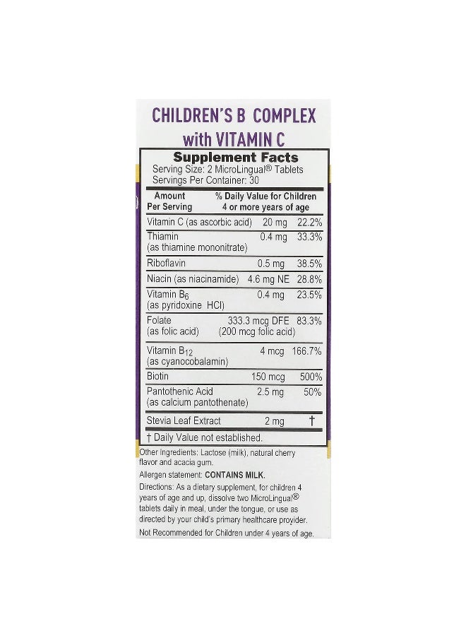 Superior Source, Children's B Complex with Vitamin C, 60 MicroLingual Instant Dissolve Tablets - Image 2