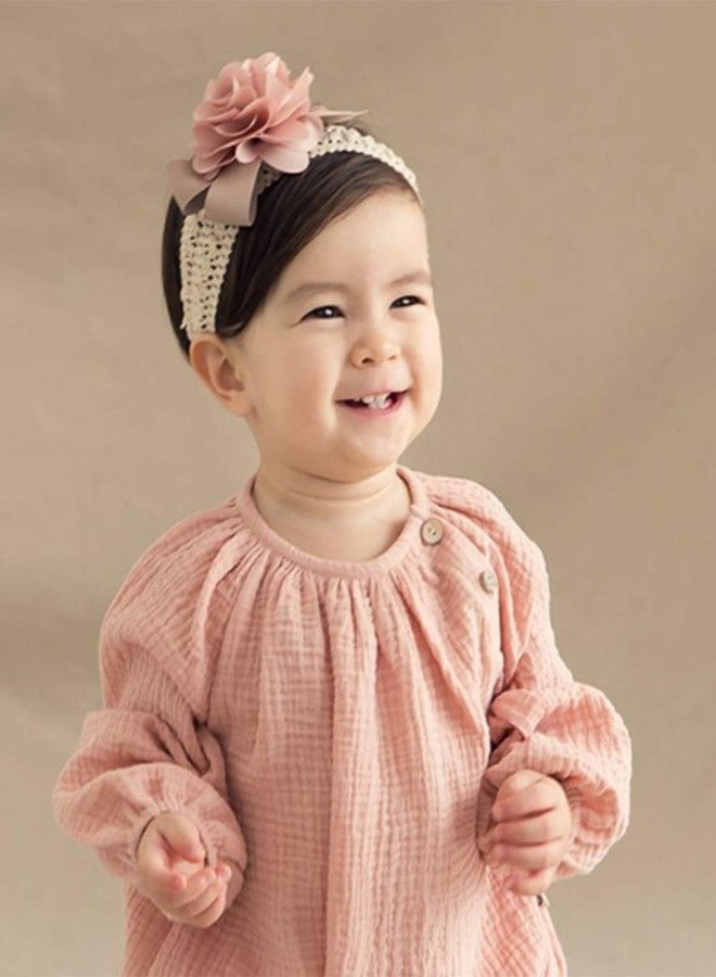 Denifery Baby Girls Cute Headband Elastic Lace Hair Band Pink Flower Headband Hair Accessories - Image 2