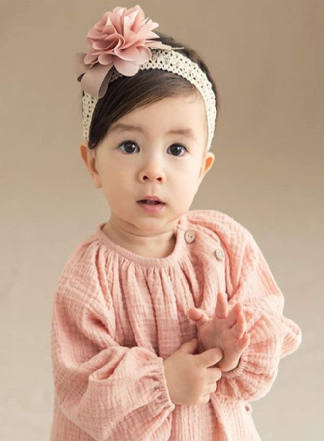 Denifery Baby Girls Cute Headband Elastic Lace Hair Band Pink Flower Headband Hair Accessories - Image 3