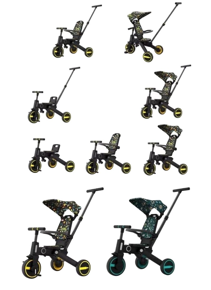 Lovely Baby دراجة ثلاثية للأطفال 7 في 1 من لوفلي بيبي LB 111 بعجلات مطاطية صفراء - Image 3