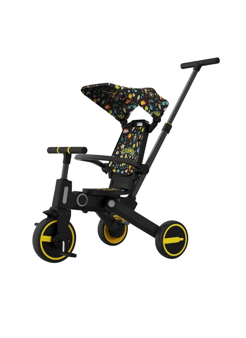 Lovely Baby دراجة ثلاثية للأطفال 7 في 1 من لوفلي بيبي LB 111 بعجلات مطاطية صفراء - Image 4