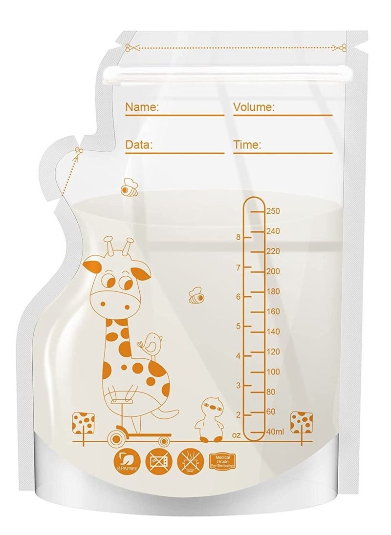 KASTWAVE Breastmilk Storage Bags, 8.5 OZ / 30-Piece Breast Milk Storage Bags with Double Zip Lock, Self Standing, Pre-Sterilized Breast Milk Storing Containers, Space Saving Flat Profile  - Image 1