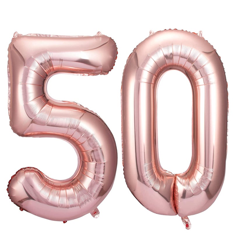 Jonhamwelbor 50 Number Balloons Rose Gold Big Giant Jumbo Number 50 Foil Mylar Balloons for 50th Birthday Party Supplies 50 Anniversary Events Decorations - Image 3