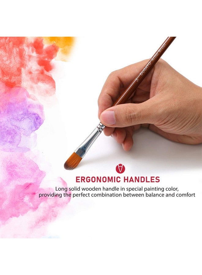 DUGATO Artist Filbert Paint Brushes Set 13pcs, Soft Anti-Shedding Nylon Hair Wood Long Handle for Acrylic Oil Watercolor Gouache Paint by Numbers (13pcs) - Image 3