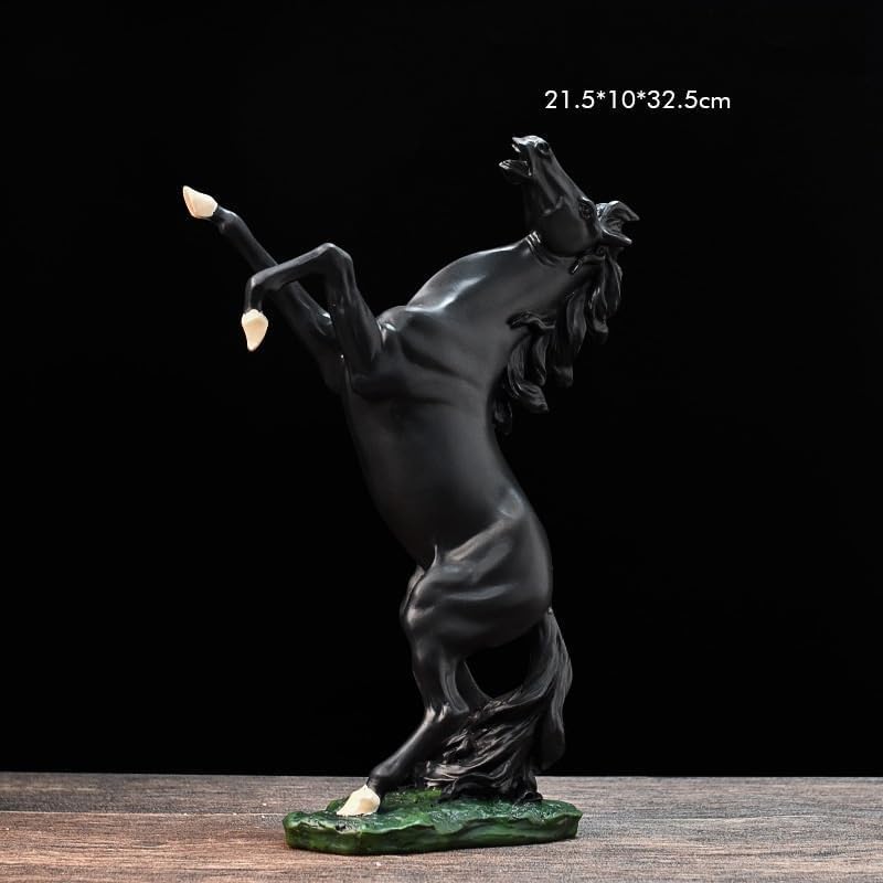 CBEX Standing Horse Statue Figurine Nordic Artwork Sculpture Horse Ornament for Bookshelf Cabinet Desk Decor Collection Black - Image 5