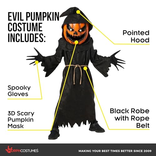 Morph Pumpkin Costume Kids Pumpkin Grim Reaper Costume Kid Scary Halloween Costumes For Kids Scary Halloween Costumes for boys 1012 Years - Image 5