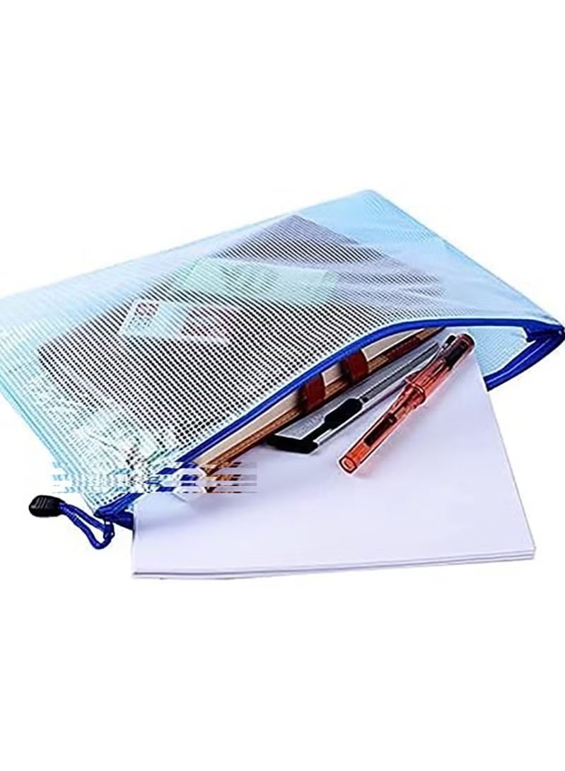 YIQUAN Mesh Zipper Bag Document Bag, Letter Size/A4 Size Zippered Folder, School Office Supplies Waterproof Plastic Envelope, Travel Storage Bag, Pocket, Document Mesh Plastic Zipper Bag, 5 Colors 10pcs - Image 3
