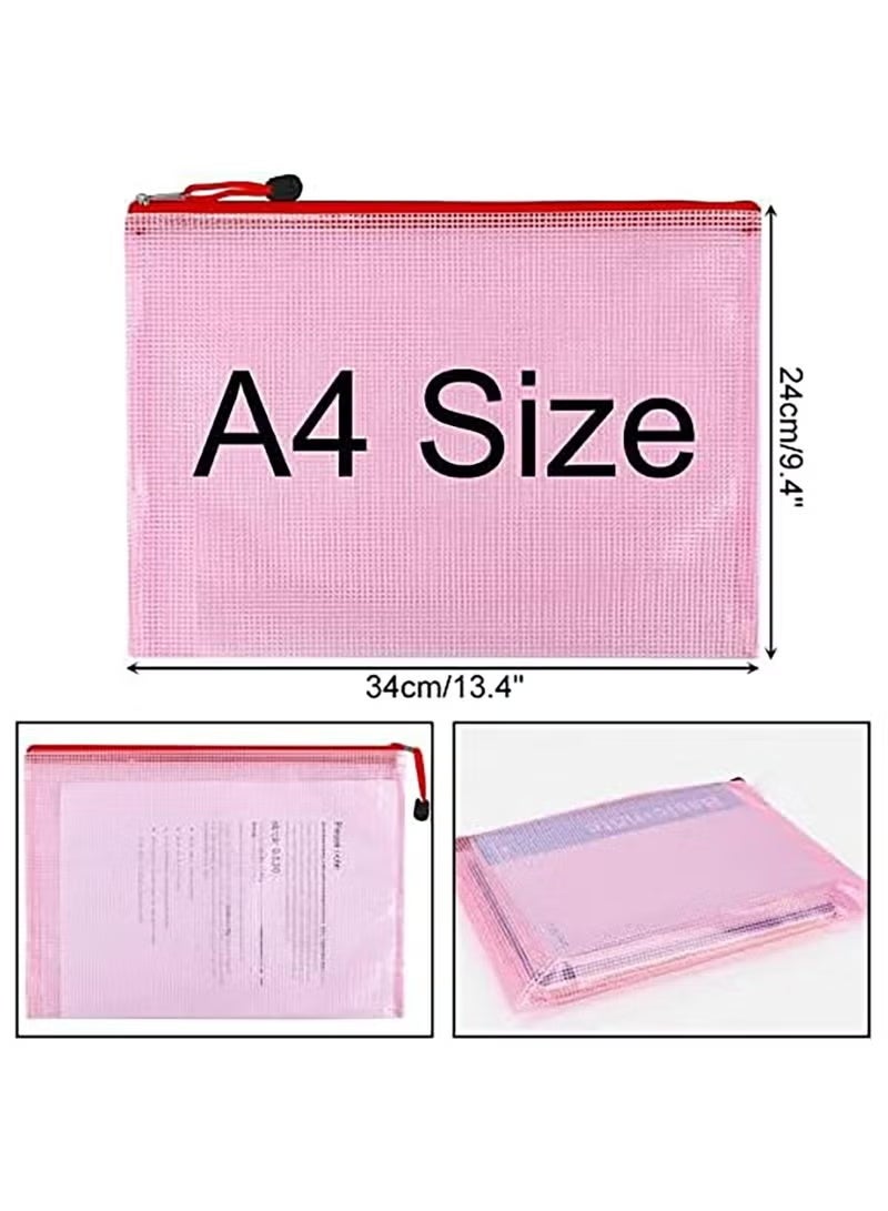 YIQUAN Mesh Zipper Bag Document Bag, Letter Size/A4 Size Zippered Folder, School Office Supplies Waterproof Plastic Envelope, Travel Storage Bag, Pocket, Document Mesh Plastic Zipper Bag, 5 Colors 10pcs - Image 2