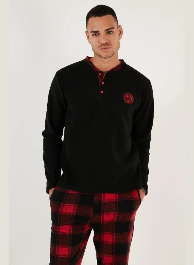 Buratti  Buratti Plaid Regular Fit Crew Neck Winter Polar Fleece Pajama Set Men's PAJAMAS SET 609610013W4 for Men | Best Price UAE