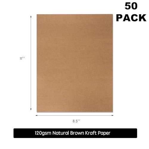 Bargain Paradise 50 Pack Kraft Paper - Brown Stationery Paper- Brown Craft Paper for Arts and Craft, Drawing, D.I.Y. Projects - Letter Size Kraft Paper - Laser & Inkjet Printer Compatible - 8.5 x 11 Inches - Image 2