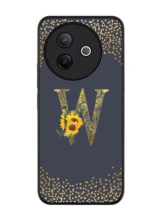 Custom Floral Monogram - W  (Grey )