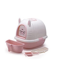 Generic Decorative Cat Litter Box with Cat Face Sticker and Drawer (White*Pink)  - Image 2