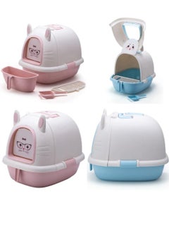 Generic Decorative Cat Litter Box with Cat Face Sticker and Drawer (White*Pink)  - Image 3