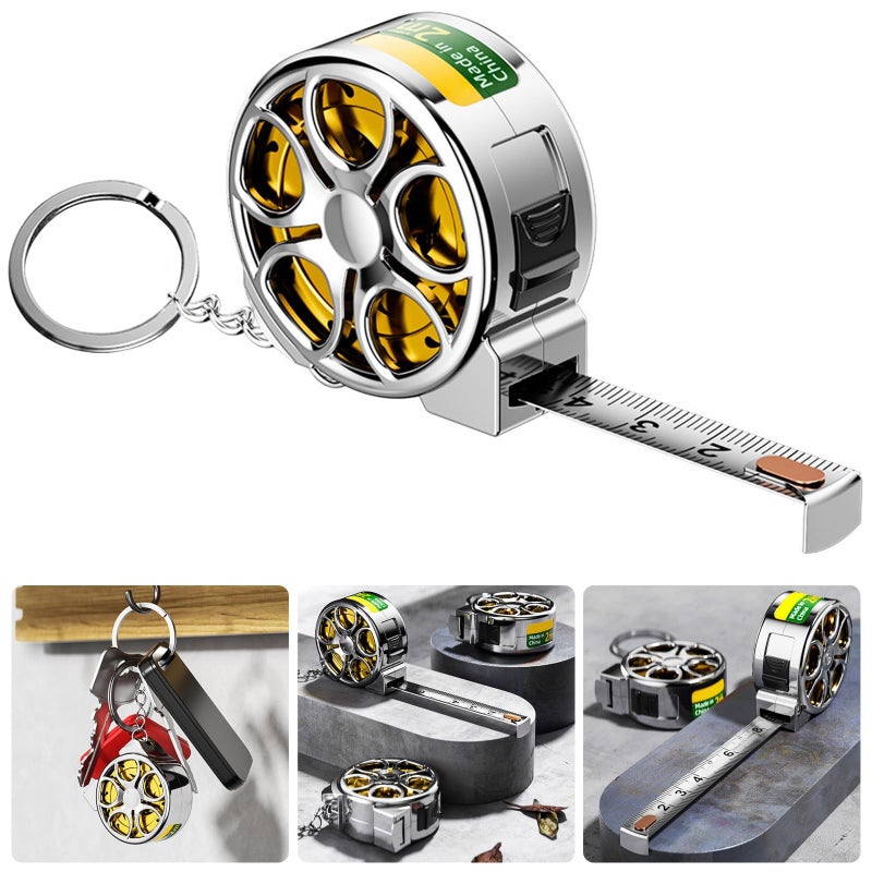 Silver Stretchable Mini 2M Stainless Steel Tape Measure Ruler With ABS Shell For Home Office Car DIY Projects - Image 3