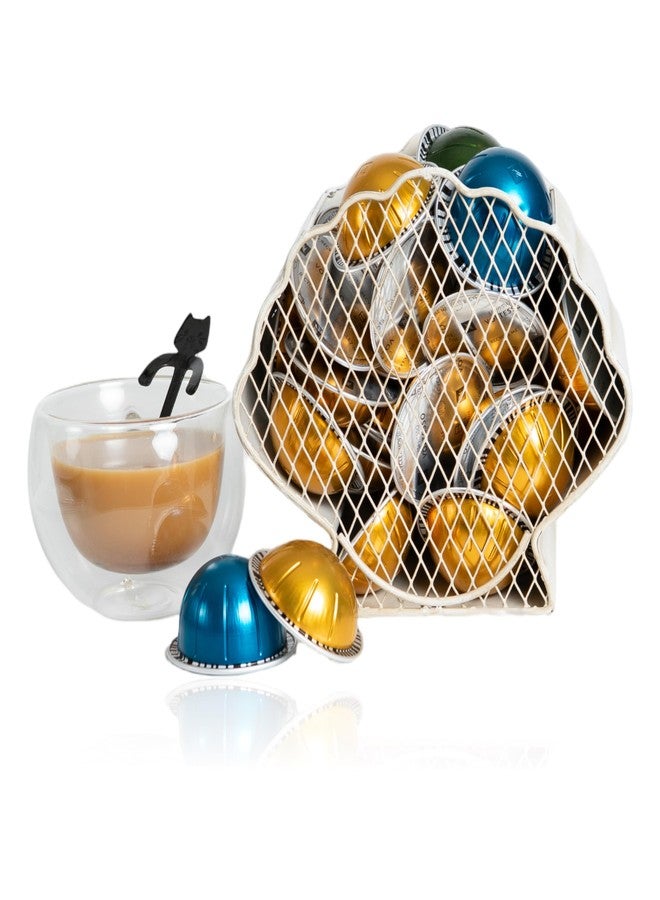 مايد إيزي كيت منظم كبسولات القهوة Made Easy Kit متوافق مع Nespresso Vertuo و Original - حامل أنيق على شكل سلة مناسب للمقاهي والحانات ومحطات العمل المكتبية (Clam) - Image 1