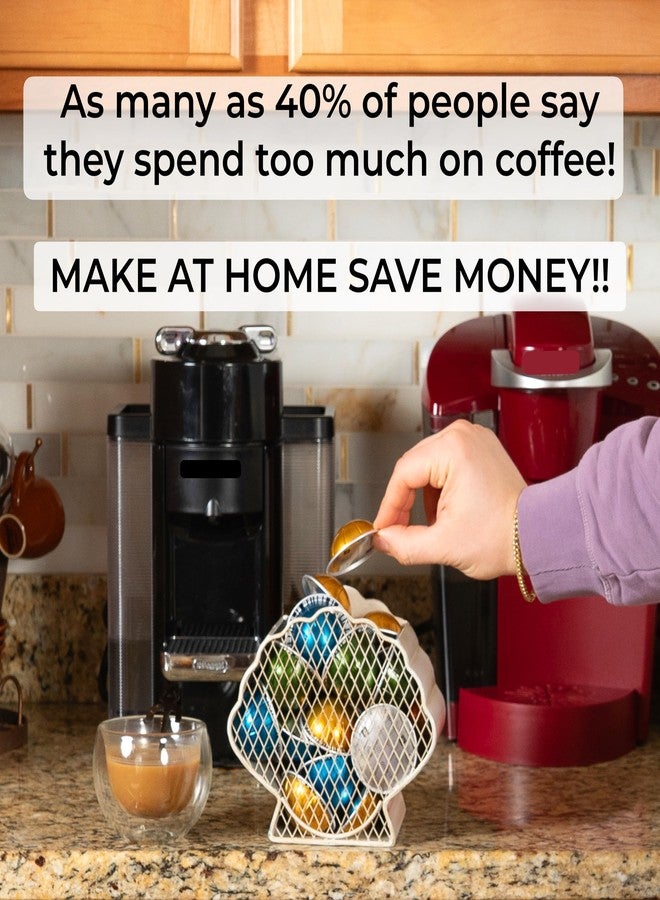 مايد إيزي كيت منظم كبسولات القهوة Made Easy Kit متوافق مع Nespresso Vertuo و Original - حامل أنيق على شكل سلة مناسب للمقاهي والحانات ومحطات العمل المكتبية (Clam) - Image 2