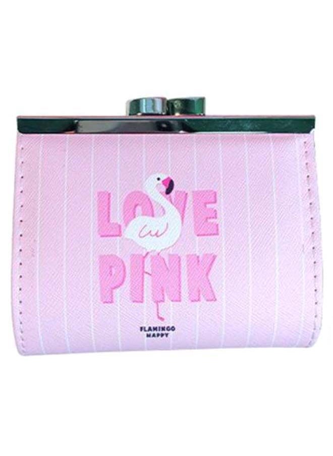 NIBEMINENT Flamingo Printed Coin Purses Pink/Silver/White  - Image 1