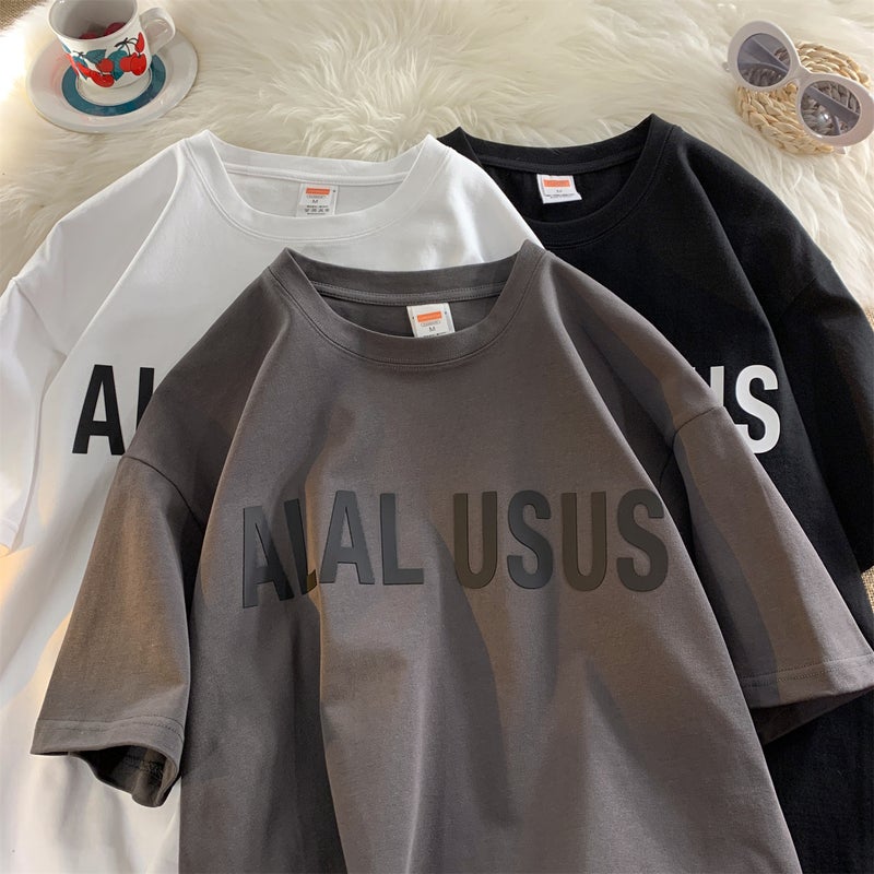 American Style Retro Heavy Cotton Short-Sleeved T-Shirt Men'S Summer Instagram Popular Brand Loose Large Size Half-Sleeved T-Shirt Top - Image 2