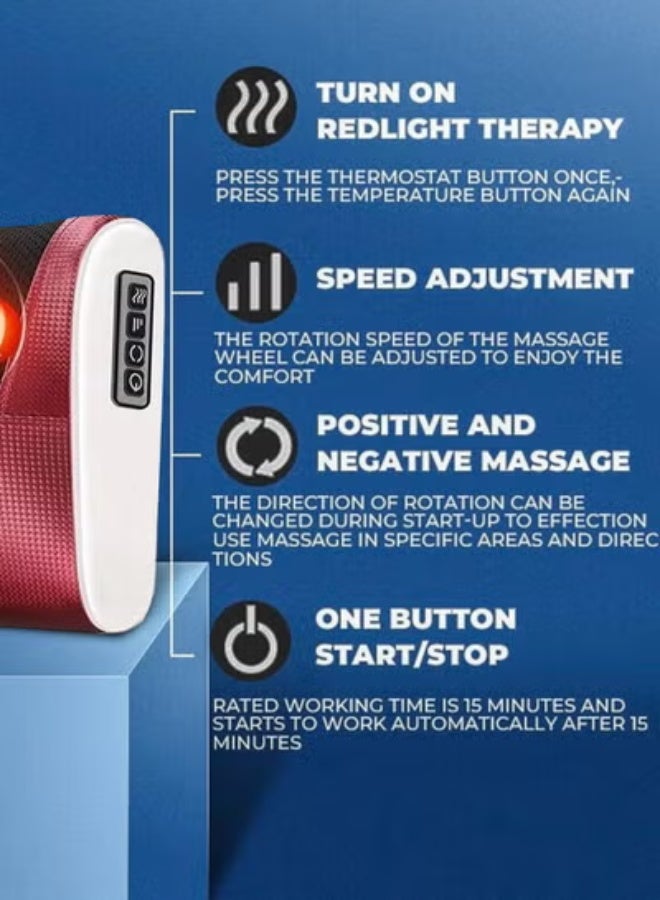 Electric Shiatsu Cervical Pillow Massager Neck And Shoulder Massage Cushion Machine Back Muscle Stimulator With 8 Heads Deep Tissue Warm Heating Muscle Pain Relief Relaxation Kneading Therapy For Full Body, Hand, Spine, Arm, Calf, Thigh, Hips, Leg, Foot - Image 4