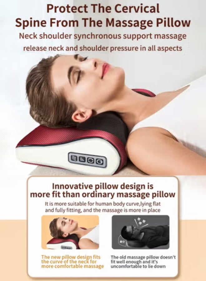 Electric Shiatsu Cervical Pillow Massager Neck And Shoulder Massage Cushion Machine Back Muscle Stimulator With 8 Heads Deep Tissue Warm Heating Muscle Pain Relief Relaxation Kneading Therapy For Full Body, Hand, Spine, Arm, Calf, Thigh, Hips, Leg, Foot - Image 2