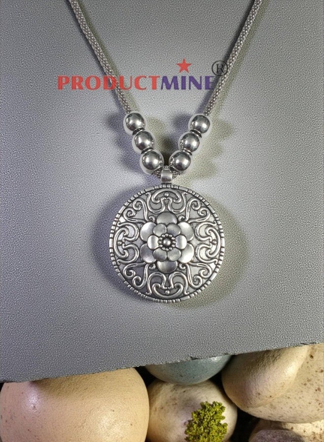 PRODUCTMINE سلسلة قلادة كبيرة من الفضة المؤكسدة الصناعية من PRODUCTMINE® - مجوهرات عتيقة مميزة للفتيات والسيدات - قطعة واحدة - Image 5
