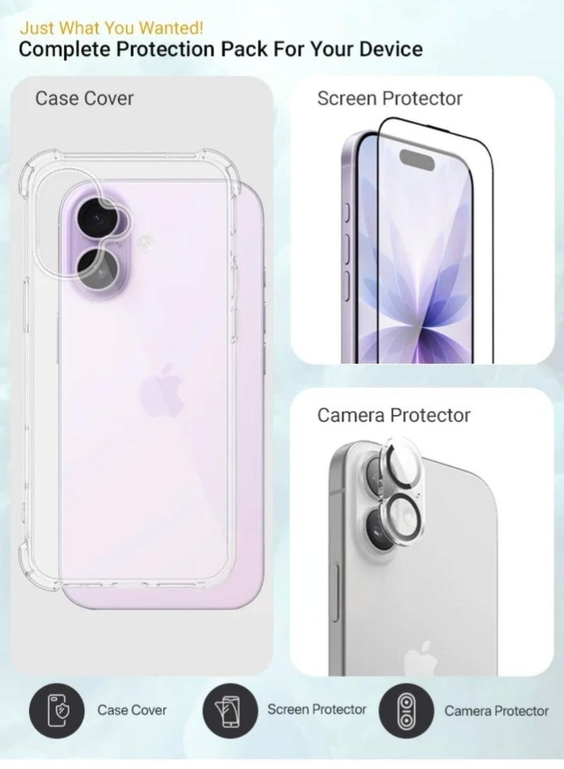 ELTRAZONE iPhone 17 Case Clear Cover with Screen Protector & Camera Lens Guard | Anti-Yellowing Transparent Full Body Protection Set | Slim Shockproof Case for iPhone 17 6.3-Inch - Image 2