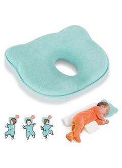 Baby Head Shaping Pillow, Baby Pillow 3D Memory Foam Pillow for Infants and Newborn Baby, Neck Support (0-12 Months - Blue)