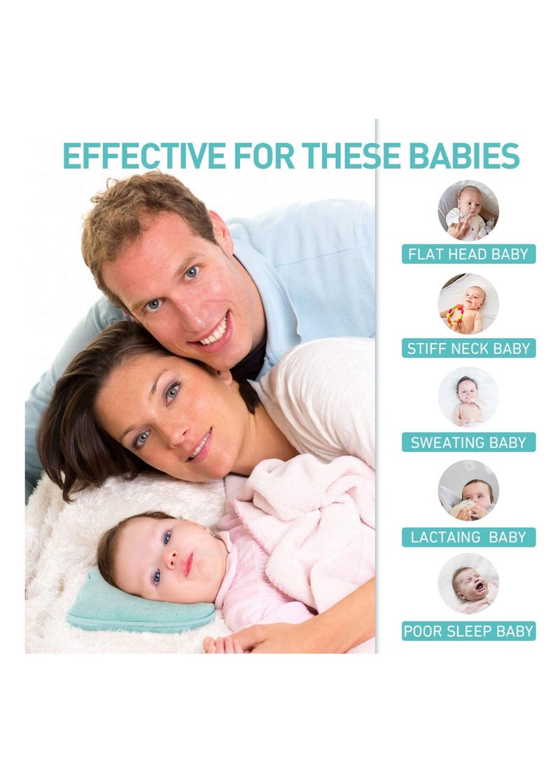 Excefore - Baby Head Shaping Pillow, Baby Pillow 3D Memory Foam Pillow for Infants and Newborn Baby, Neck Support (0-12 Months - Blue) - Image 1