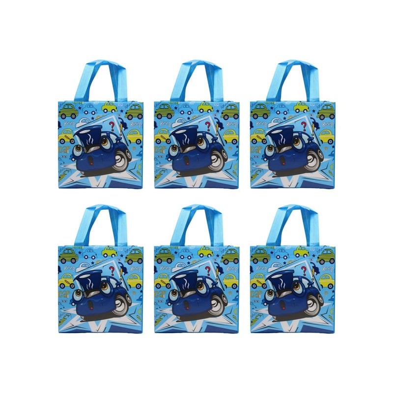 Wonderland SET of 6 Car Print Non Woven Bag for Children birthday return gift bag, boy, girl gifting bag - Image 1