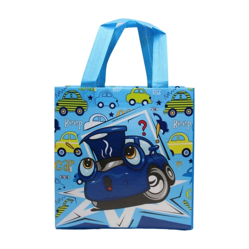 Wonderland SET of 6 Car Print Non Woven Bag for Children birthday return gift bag, boy, girl gifting bag - Image 5