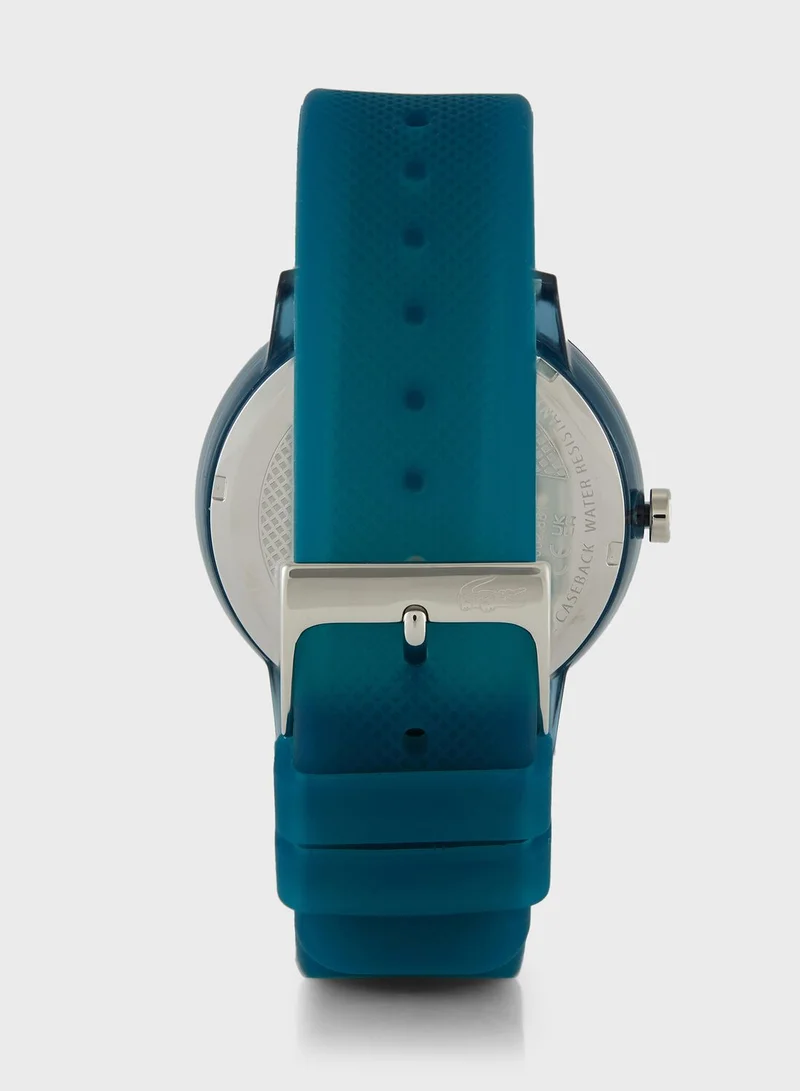 LACOSTE  3-Hand 12.12 Collection Quartz Movement Watch Unisex With Blue Semi-Transparent Silicone Bracelet - 2011318 for Men | Best Price UAE