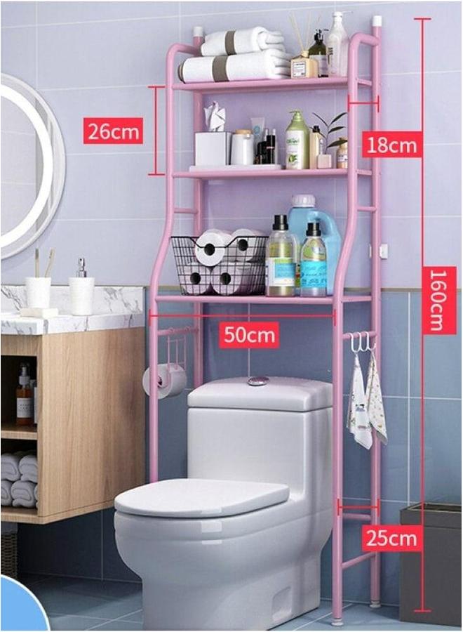 HOMESTAR 3-Tier Bathroom Organizer Over Toilet Storage Shelving Pink