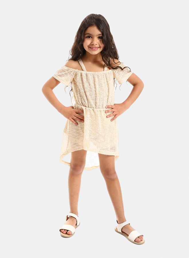 kady Elastic Waist Off Shoulders Dressgirls beige 10 - Image 1