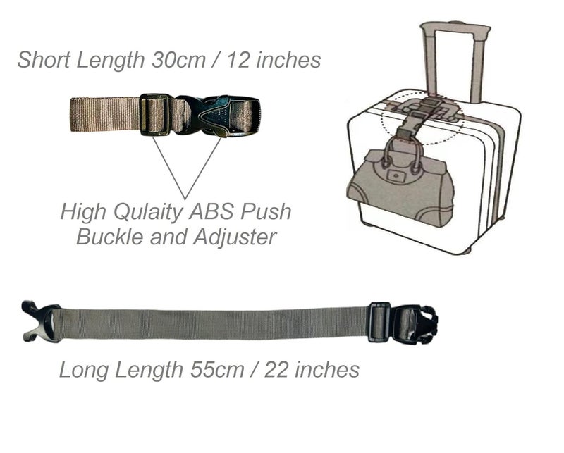 BASRI 2pack Luggage Holder for Travelling Bags & Suitcases, Luggage Belt Portable, Adjustable Combination Travel Anti-Lost Strap Luggage Connector Straps, Travel Strap 1inchx22inch (Dark Green) - Image 3