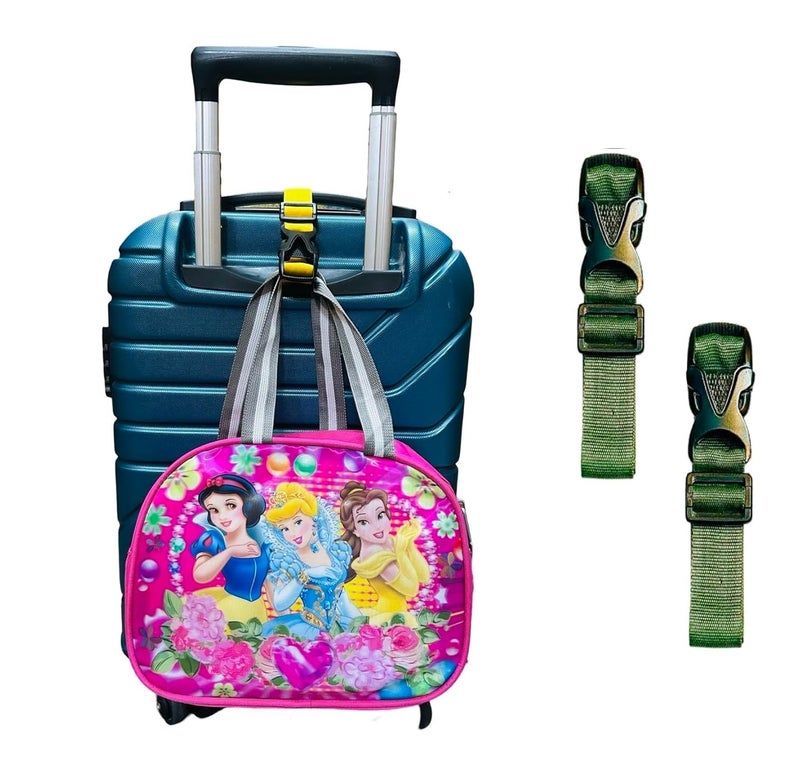 BASRI 2pack Luggage Holder for Travelling Bags & Suitcases, Luggage Belt Portable, Adjustable Combination Travel Anti-Lost Strap Luggage Connector Straps, Travel Strap 1inchx22inch (Dark Green) - Image 1
