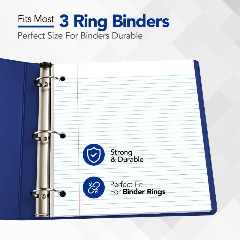 KAISA Filler Paper Loose Leaf Paper, Wide Ruled Paper, 8"x10-1/2", 3-Hole Punched Binder Paper For 3-Ring Binders,150 Sheets/pack 3Pack, F15001W - Image 5