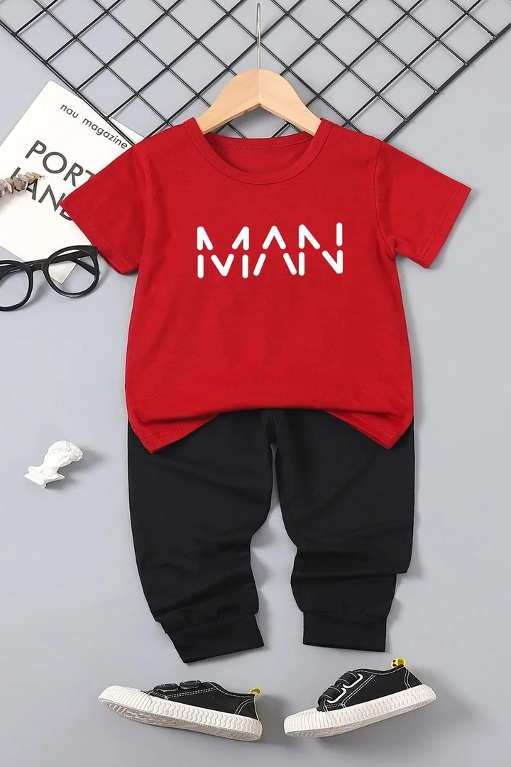 ONLYTRENDWEAR Kids Man Bottom - Top Tracksuit Set 3-4 Years Old Red