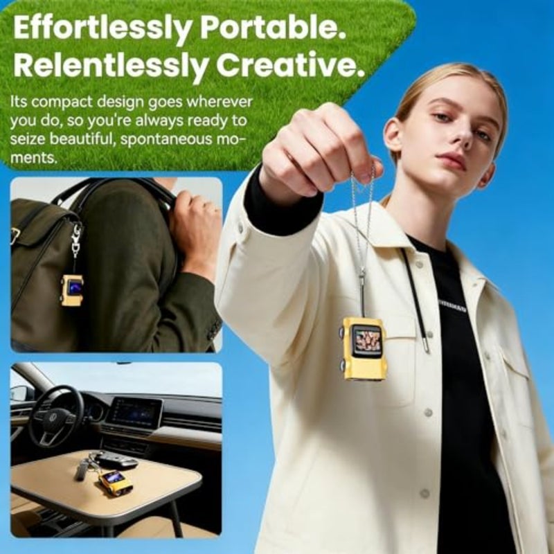 Mini Key chain Digital Camera, 2K Digital Car Shape Tiny Camera with 32GB Card, 130°wide angle Lens, High-speed Type-C port, Portable Small Cameras with Elegant Gift Box for Travel,,Gifts - Image 5