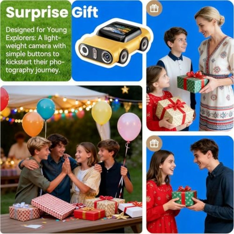 Mini Key chain Digital Camera, 2K Digital Car Shape Tiny Camera with 32GB Card, 130°wide angle Lens, High-speed Type-C port, Portable Small Cameras with Elegant Gift Box for Travel,,Gifts - Image 4