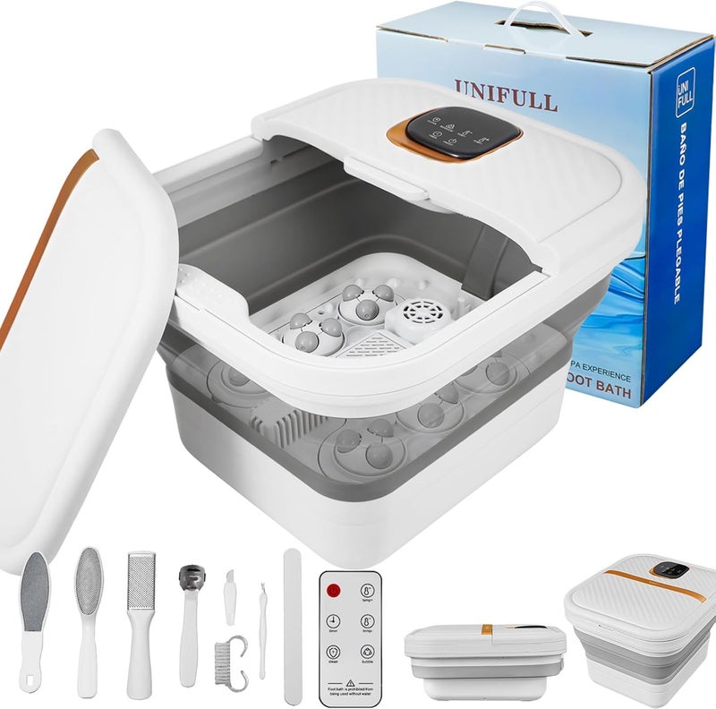 UNIFULL UNIFULL Collapsible Foot Spa Bath with Heat Motorized Massager Touch Screen Foot Pedicure Kit Temperature Control Pedicure Foot Spa Foot Bath 