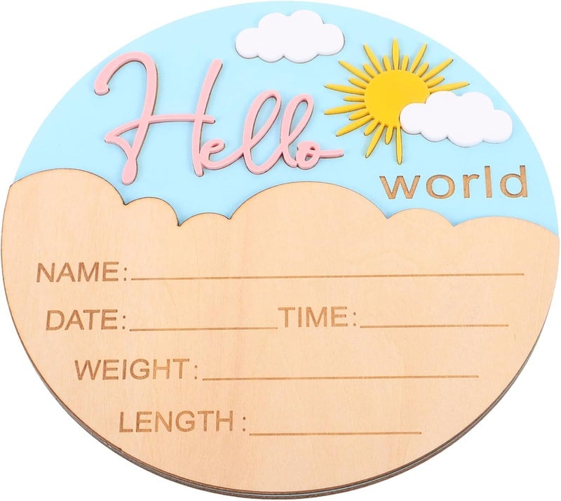 Assorted Color Round Wooden Name Plaque For Hospital Nursery Decor Photo Prop - Image 1