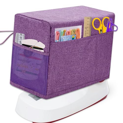 BOHEMIABY Sewing Machine Cover with Storage Pocket and Side Handles Dust Cover for Standard Machines Printed Sewing Patterns Purple - Image 1
