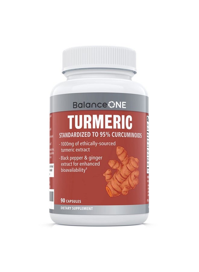 Balance ONE - Turmeric Extract 1000Mg Ethically Sourced Turmeric Curcumin Standardized To 95% Curcuminoids Ginger Extract And Bioperine Vegan Nongmo 30 Day Supply - Image 1