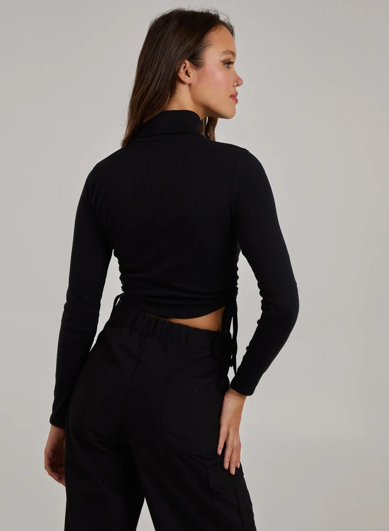 Pink Vanilla Ruched High Neck Side Top