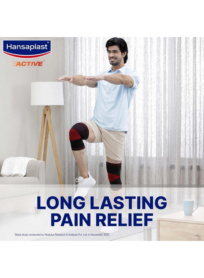 Hansaplast Hansaplast Active Knee Support for Men & Women | Pair | Size L | Knee Brace for Long Lasting Pain Relief, Stability & Targeted Compression|Skin Friendly Knee Cap with Breathable Material & Comfortable Fit| Walking, Jogging, Gym  - Image 4