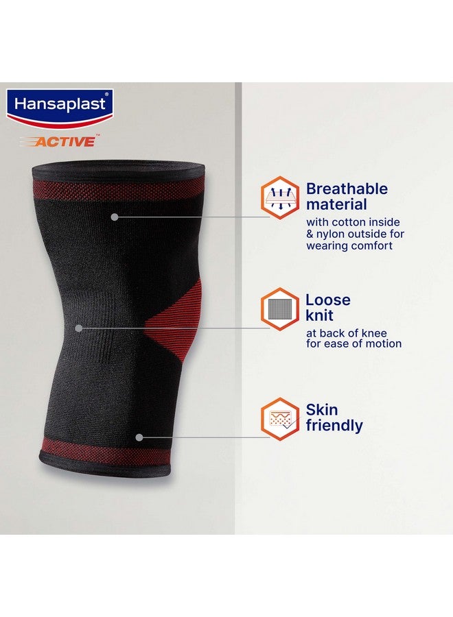 Hansaplast Hansaplast Active Knee Support for Men & Women | Pair | Size L | Knee Brace for Long Lasting Pain Relief, Stability & Targeted Compression|Skin Friendly Knee Cap with Breathable Material & Comfortable Fit| Walking, Jogging, Gym  - Image 3