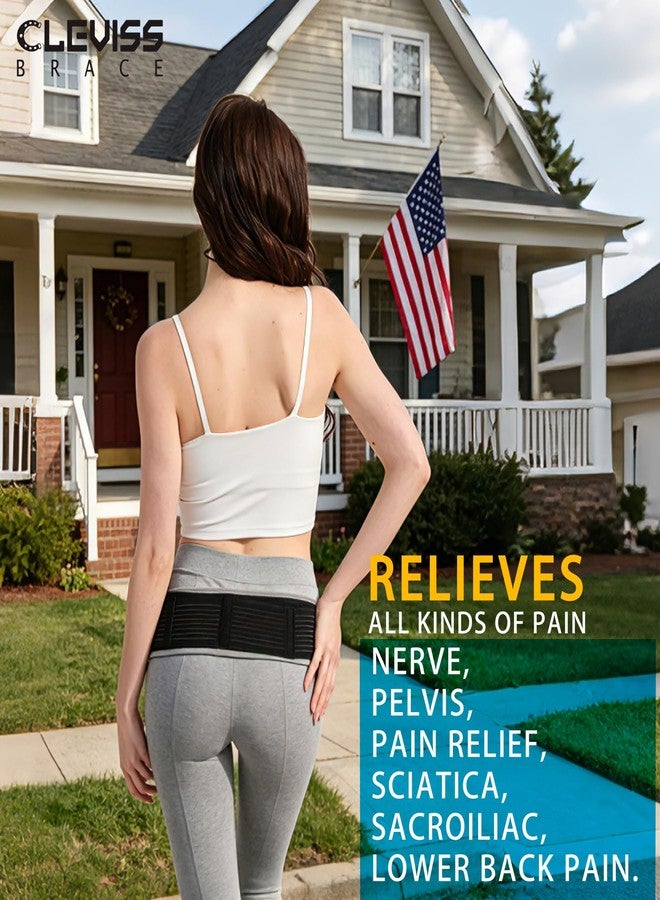 CLEVISS BRACE SI Joint Hip Belt for Men and Women,Sacroiliac Pelvic Support Belt for Sciatica Pain Relief, Lower Back Support Brace, Hip Braces for Hip Pain (Black-Regular) - Image 2