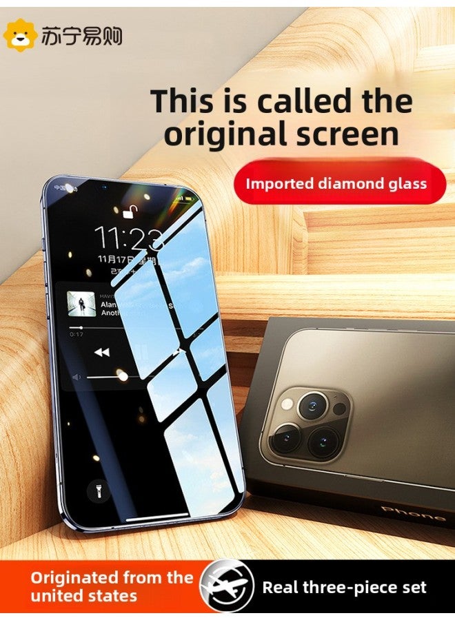 Suitable For Iphone 13 Tempered Film For Iphone12 Mobile Phone 11Pro Full Screen Max HD X Anti-fingerprint 6s Anti-sweat X-Colour:[eye Protection Model] Special Grade Explosion-proof★Does Not Stick To Fingerprints★3-pack-Size:For Iphone 12 Pro - Image 2