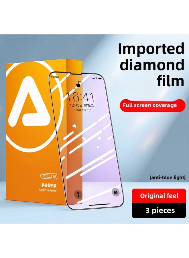 Suitable For Iphone 13 Tempered Film For Iphone12 Mobile Phone 11Pro Full Screen Max HD X Anti-fingerprint 6s Anti-sweat X-Colour:[eye Protection Model] Special Grade Explosion-proof★Does Not Stick To Fingerprints★3-pack-Size:For Iphone 12 Pro - Image 1